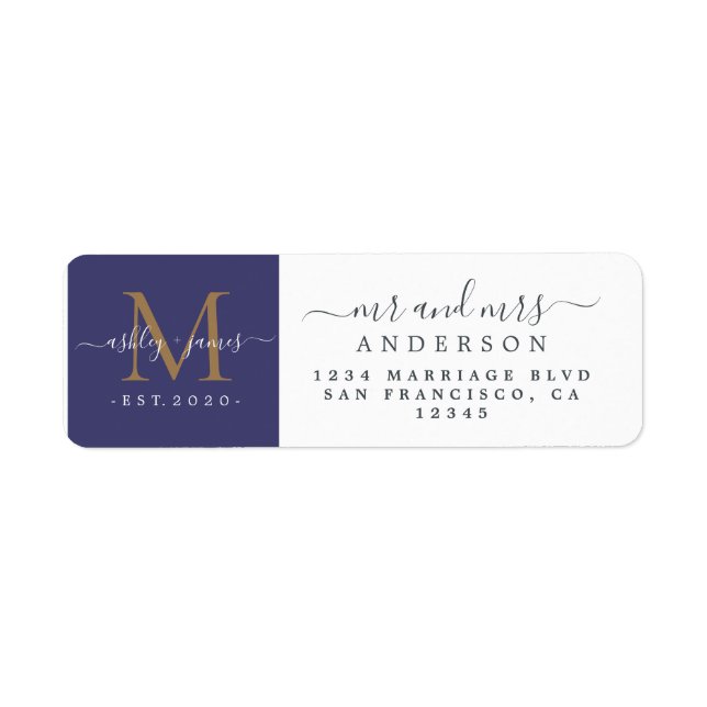 Newlywed Monogram Mr Mrs Return Address (Front)