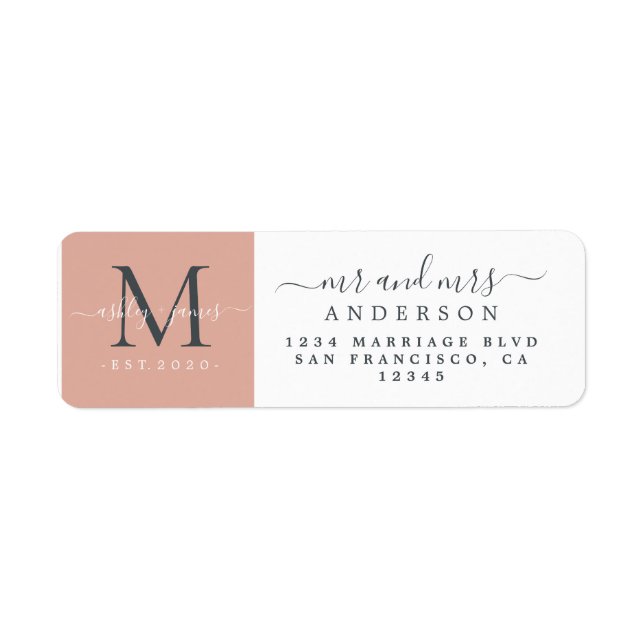Newlywed Monogram Mr Mrs Return Address  (Front)