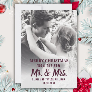 Newlywed Mr And Mrs First Christmas Custom Photo Holiday Card