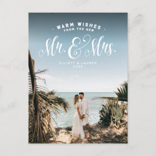 Newlywed Mr and Mrs holiday photo postcard