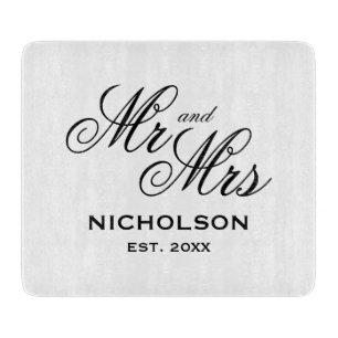 Newlywed Mr and Mrs personalised wedding gift Cutting Board