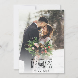 Newlywed Mr. & Mrs. Hand-Lettered Photo Holiday Card