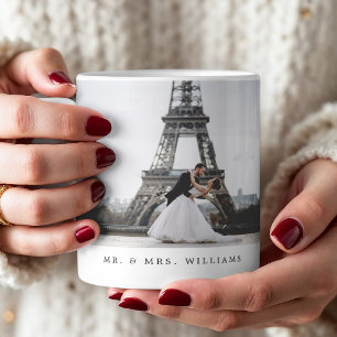 Newlywed Mr. & Mrs. Modern Photo Collage Coffee Mug