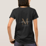 Newlywed Mr Mrs Monogram Names Year Gold Black T-Shirt<br><div class="desc">Chic, modern and simple monogrammed t-shirt with the text Mr and Mrs in white elegant handwritten script calligraphy on a black background with your monogram in faux gold. Simply add your married name, year established and monogram in stylish typography. Perfect luxury gift for the newlywed couple's wedding guests. Exclusively designed...</div>