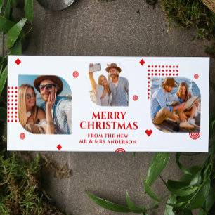 Newlywed Mr & Mrs Three Photo Christmas Holiday Card