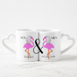 Newlywed Mrs & Mrs Lesbian Flamingo Personalised Coffee Mug Set<br><div class="desc">Just the thing for the newlywed lesbian brides a cute pair of love mugs which can easily be customised with the couples names and the date of their marriage. A special wedding gift and keepsake of their wedding day and so cute with two cute pink flamingo birds dressed as the...</div>