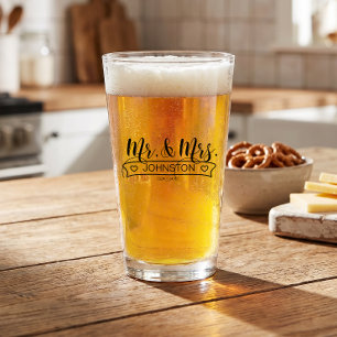 Newlywed Name Banner Mr & Mrs ID668 Glass