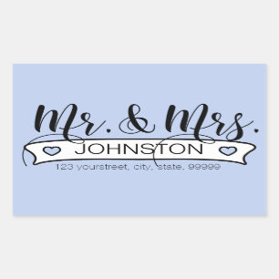 Newlywed Name White Banner Rectangular Sticker