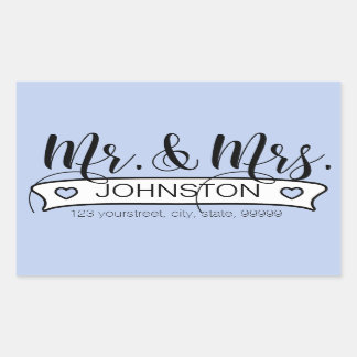 Newlywed Name White Banner Rectangular Sticker