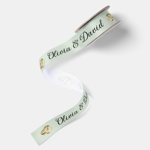 Newlywed Names and Golden Rings Satin Ribbon