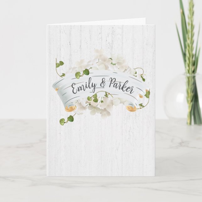 Newlywed Names On Birch Scroll With Ivy Card (Front)