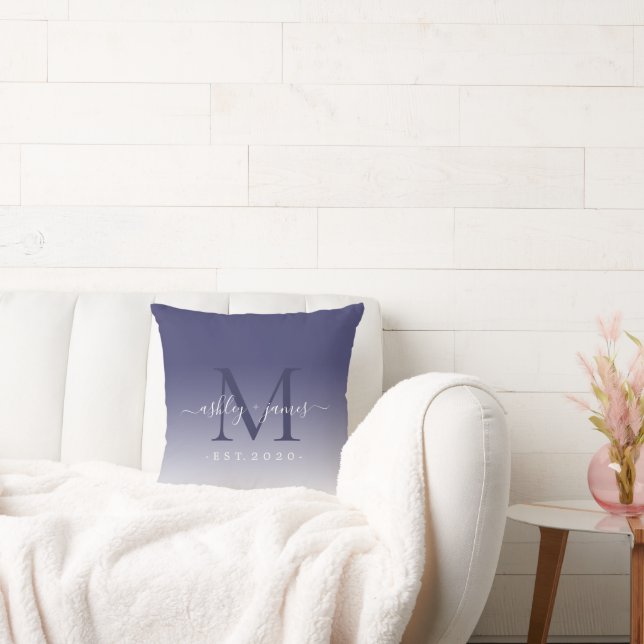 Newlywed Names Year Established Blue Cushion (Couch)