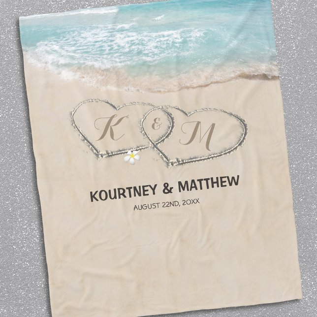 Newlywed Ocean-Themed Personalised Fleece Blanket (Creator Uploaded)