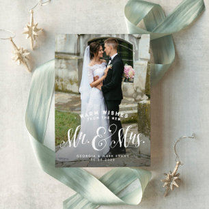 Newlywed one photo Mr and Mrs Christmas Holiday Card