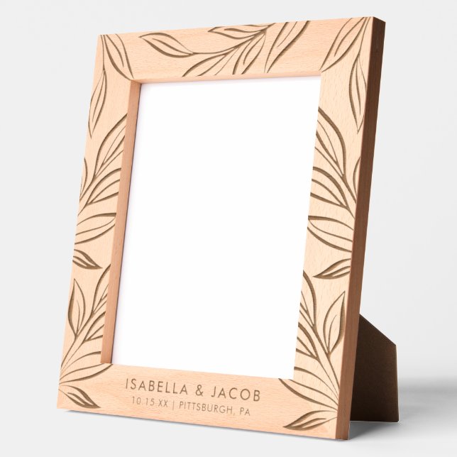 Newlywed Rustic Botanical Personalised Wedding Etched Frames (Left)