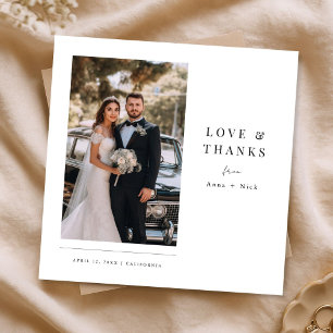 Newlywed Simple Modern Photo Wedding Square Thank You Card