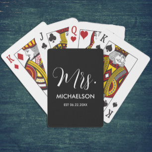 Newlywed Typography Script Playing Cards