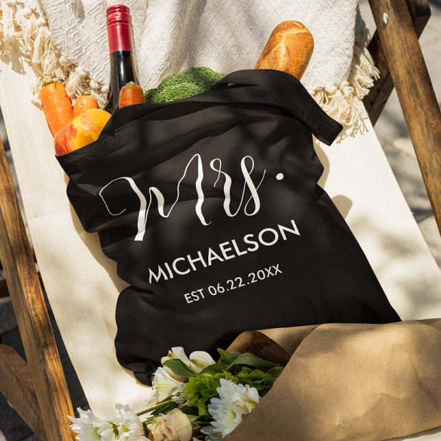 Newlywed Typography Script Tote Bag (Creator Uploaded)