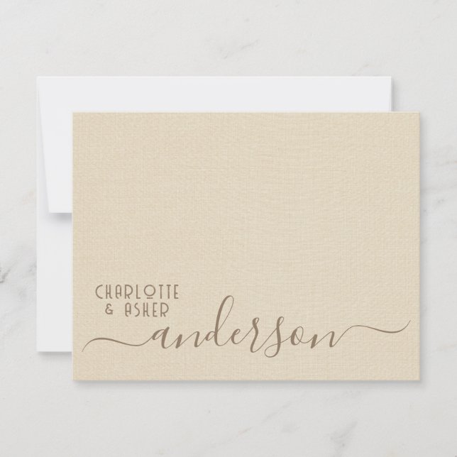 Newlywed Wedding Couple Monogram Note Card (Front)
