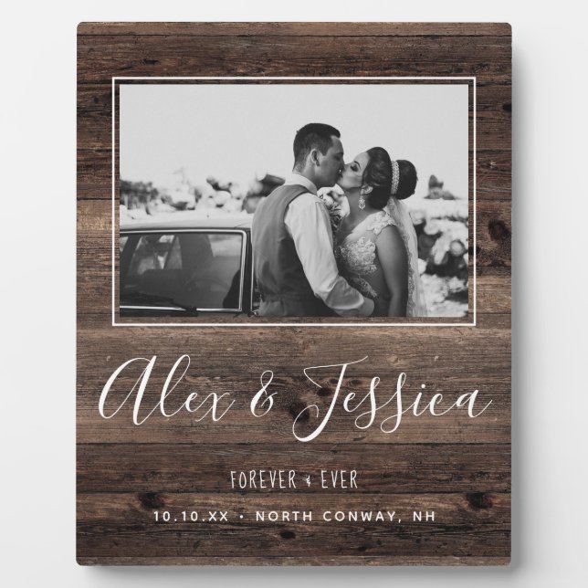 Newlywed Wedding Rustic Photo Decor Plaque (Front)