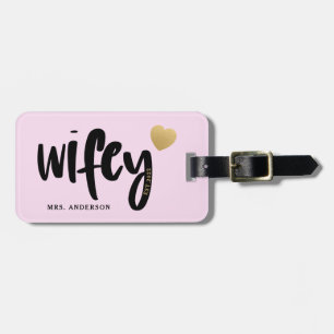 Newlywed Wifey Typography Luggage Tag