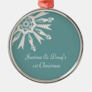 Newlyweds 1st Christmas Snowflake Commemorative - Metal Tree Decoration