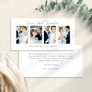 Newlyweds 4 Photos Love and Thanks Thank You Card