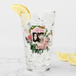 Newlyweds Blush Pink Roses Botanical Floral PHOTO Glass