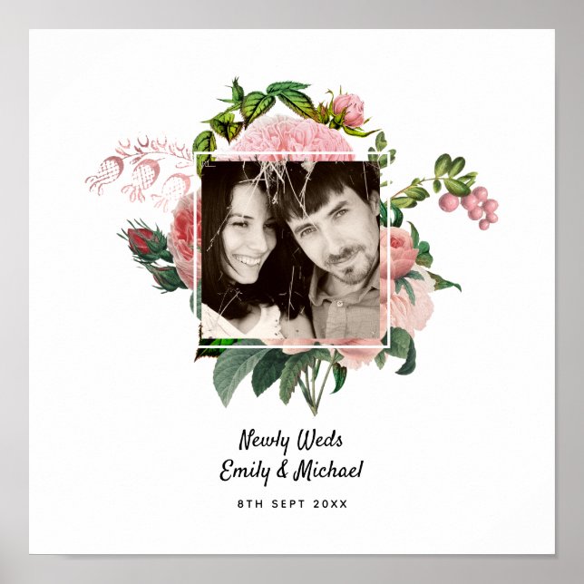 Newlyweds Blush Pink Roses Botanical Floral PHOTO Poster (Front)