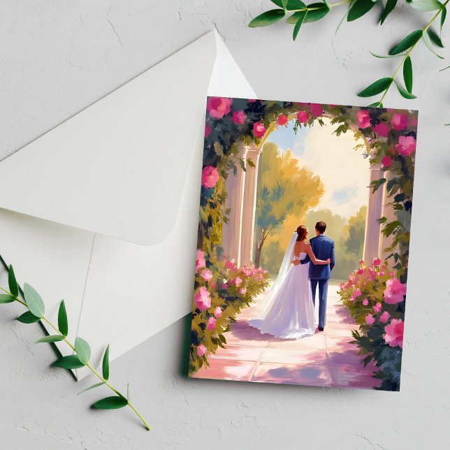 Newlyweds Bride & Groom Wedding Painting Card (Creator Uploaded)