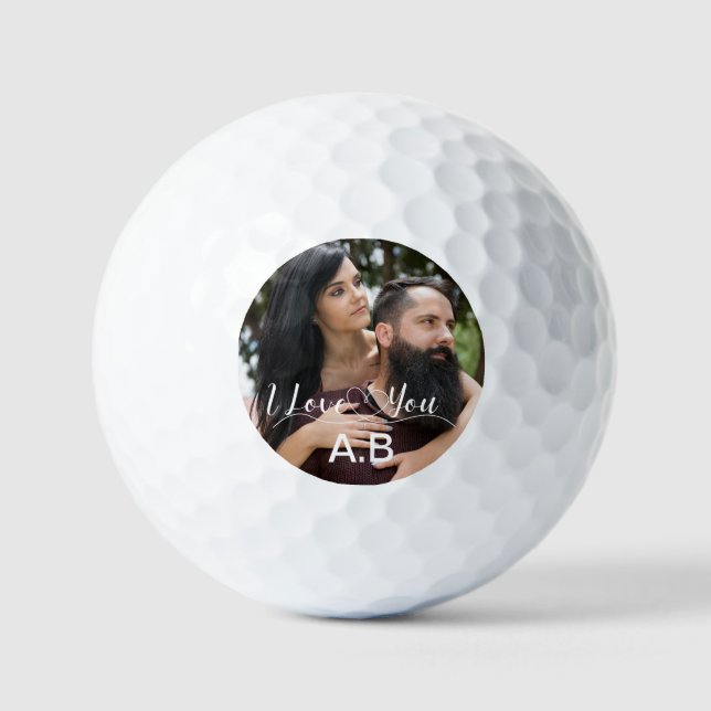 Newlyweds Care & Love Romantic Photo Golf Balls (Front)