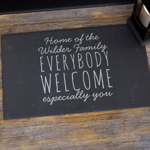 Newlyweds Chalkboard Everybody Welcome Doormat