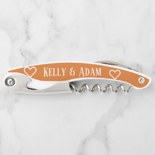 Newlywed's Cinnamon And White Personalised Corkscrew