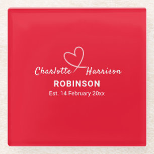 Newlyweds Couples Wedding Date Personalised Glass Coaster