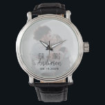 Newlyweds Custom Wedding Photo Watch<br><div class="desc">Celebrate your forever with a personalised wedding photo watch! This elegant timepiece,  featuring a custom picture and "Mr & Mrs" design,  is a meaningful keepsake for newlyweds or a heartfelt anniversary gift.</div>