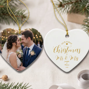 Newlyweds First Christmas Custom Name Keepsake Ceramic Tree Decoration