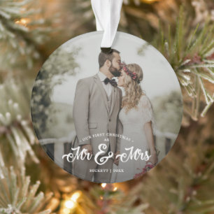 Newlyweds First Christmas Mr & Mrs Photo Ornament