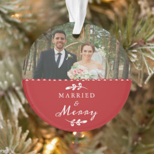 Newlyweds First Christmas Simple Photo Ornament