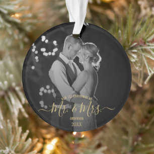 Newlyweds First Christmas Simple Photo Ornament