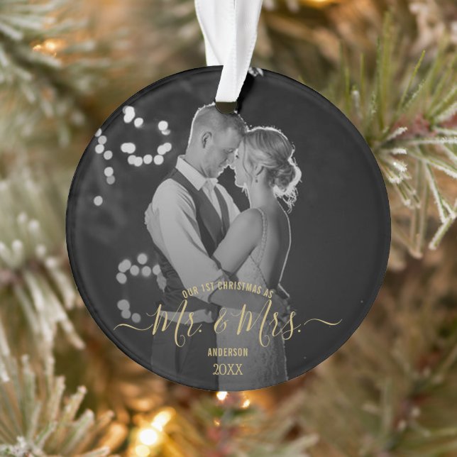 Newlyweds First Christmas Simple Photo Ornament (Tree)