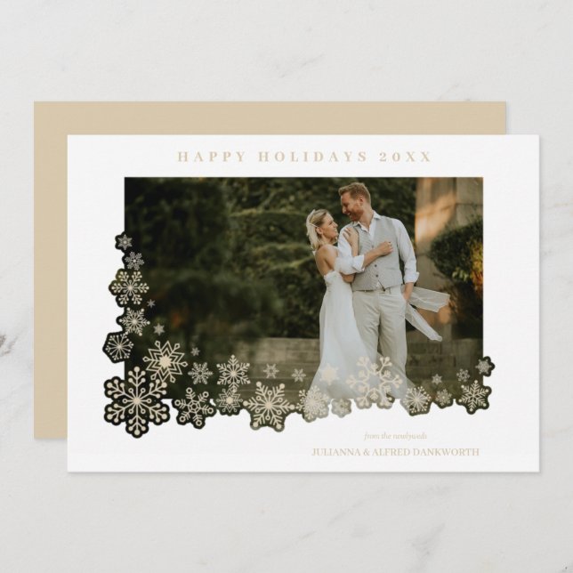 Newlyweds First Christmas Snowflakes Frame Photo (Front/Back)