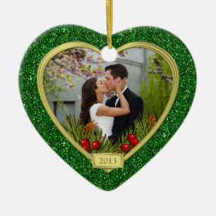 Newlyweds First Christmas Together Photo Christmas Ceramic Tree Decoration
