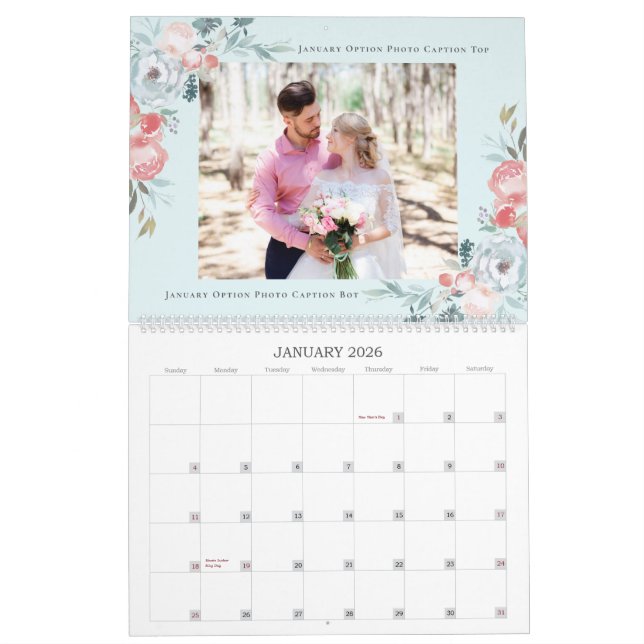 Newlyweds First Year | Wedding Photography Collage Calendar (Jan 2026)