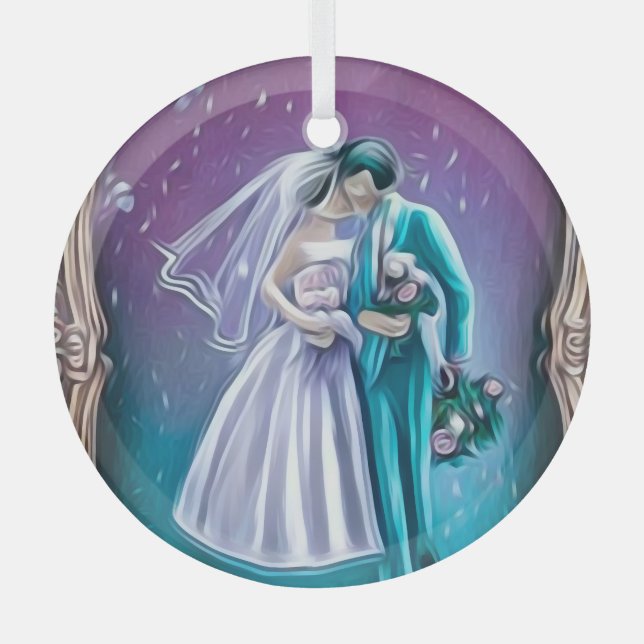 Newlyweds Glass Tree Decoration (Front)