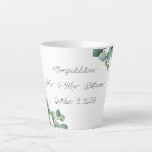 Newlywed's green leaves latte mug