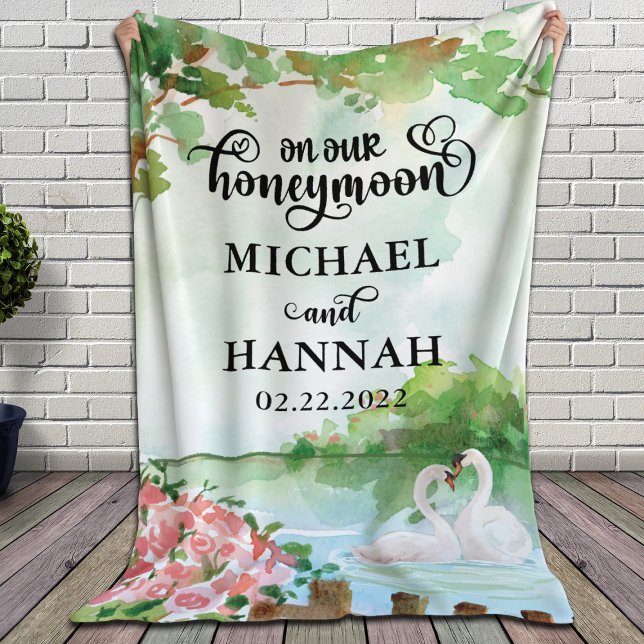 Newlyweds' Honeymoon Blanket with Swans + Flowers (Creator Uploaded)