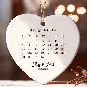 Newlyweds Just Married Ornament Wedding Date Photo