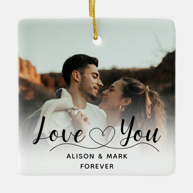 Newlyweds Love you Ceramic Ornament (Front)