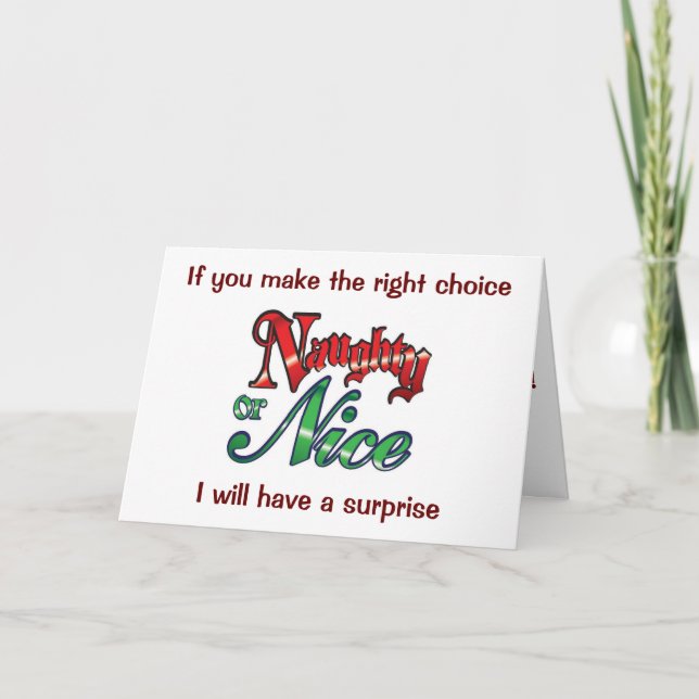 NEWLYWEDS=MAKE THE DECISION "NAUGHTY OR NICE" HOLIDAY CARD (Front)