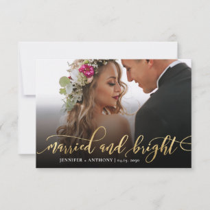 Newlyweds Married and Bright Photo Christmas Card